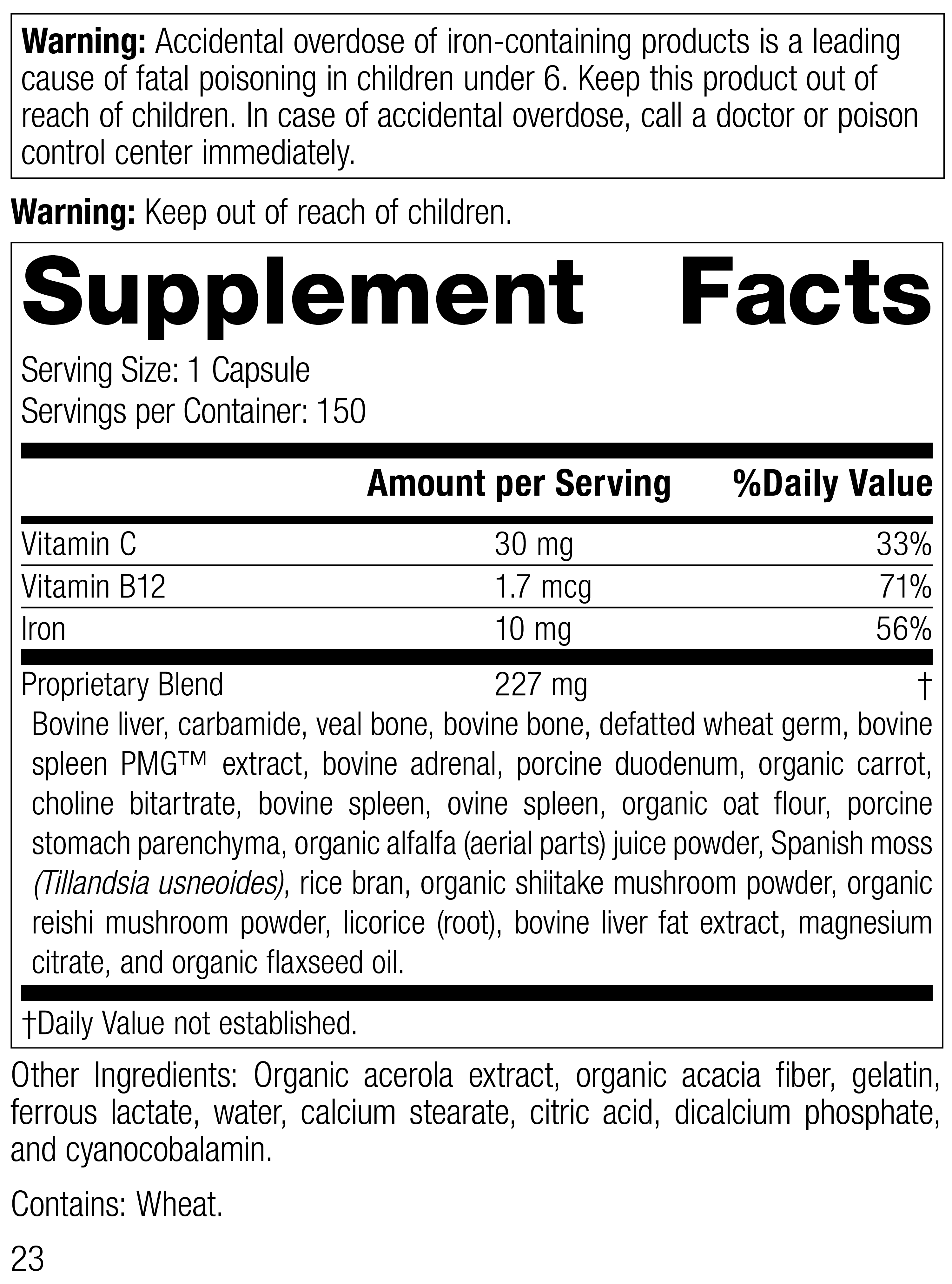 Ferrofood®, 150 Capsules, Rev 23 Supplement Facts