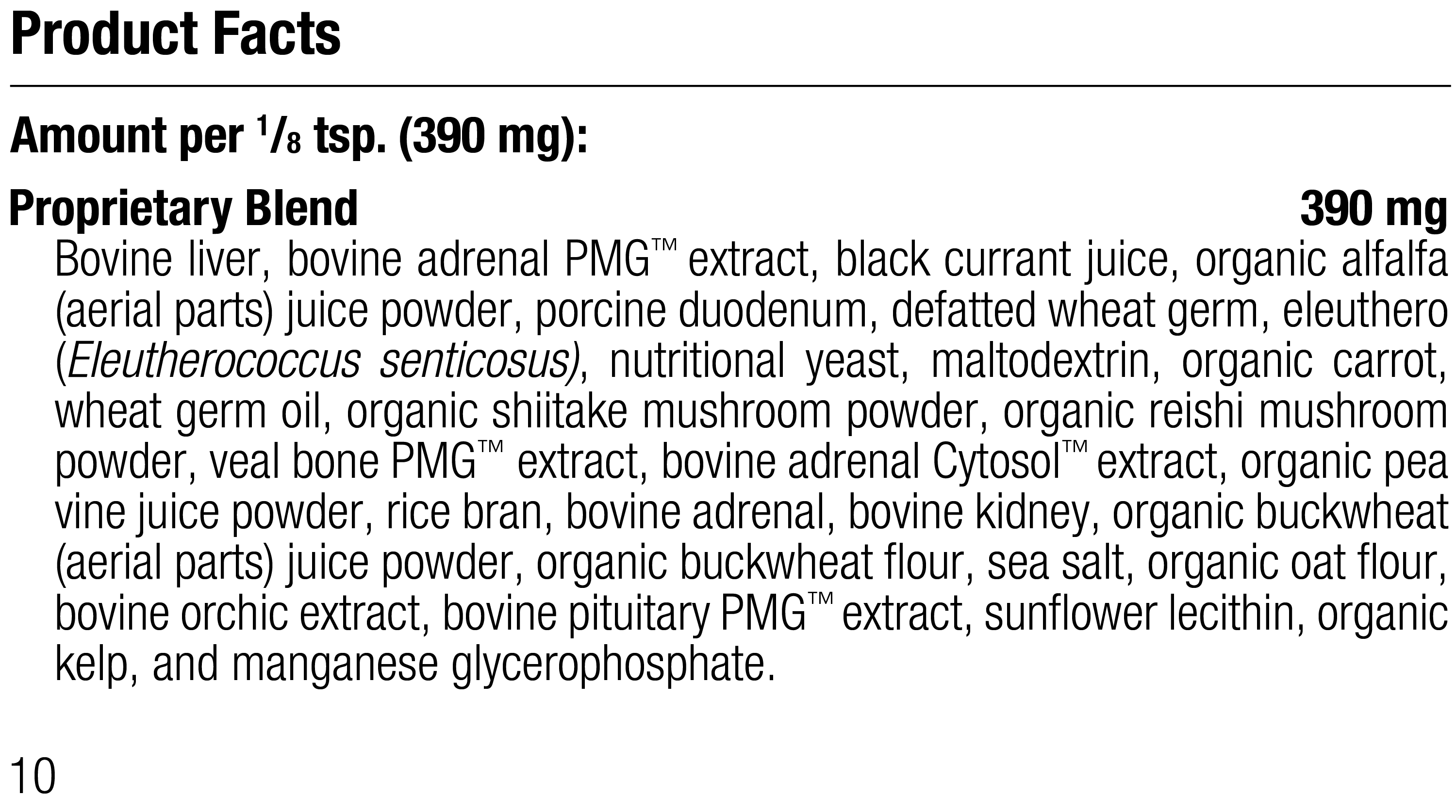 Canine Adrenal Support, 25 g, Rev 07 Supplement Facts