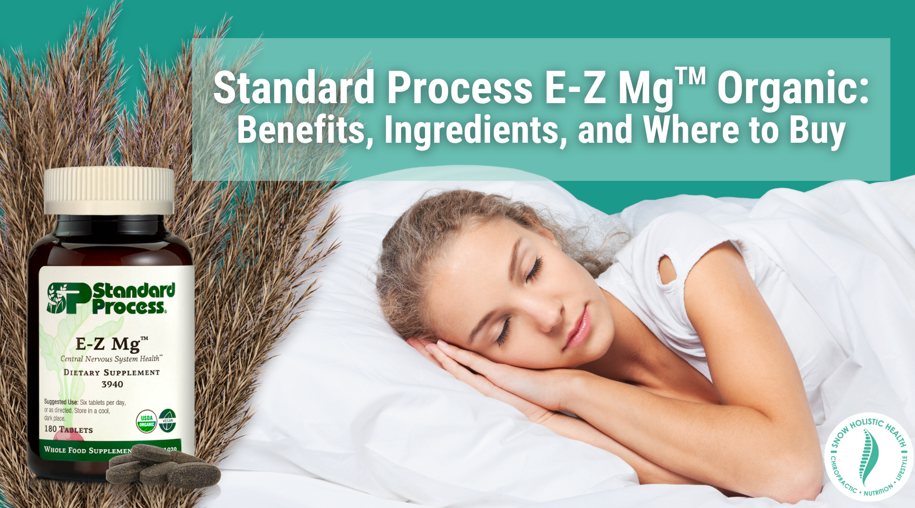 Image of woman sleeping with caption "Standard Process E-Z Mg Organic: Benefits, Ingredients, and Where to Buy"