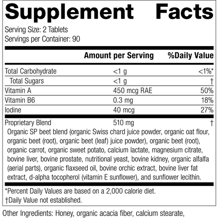 A-F Betafood®, 180 Tablets, Rev 04 Supplement Facts