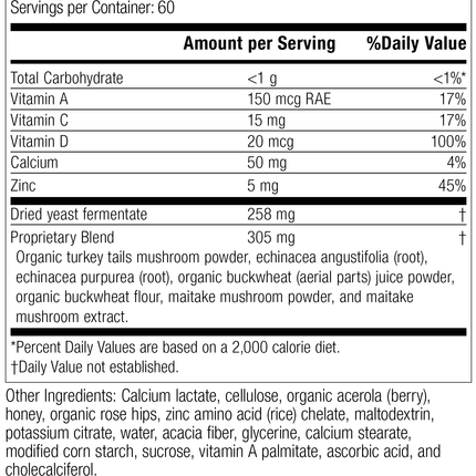 Vegetarian Immune System Health Pack Rev 02 Supplement Facts