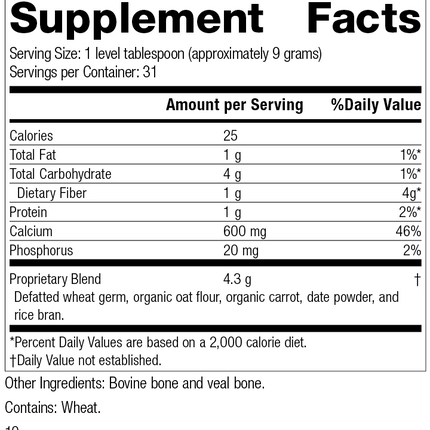 Calcifood® Powder, 10 Ounces, Rev 10 Supplement Facts