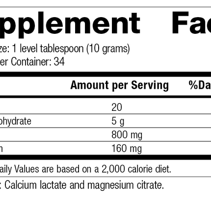 Calcium Lactate Powder, 12 Ounces, Rev 07 Supplement Facts