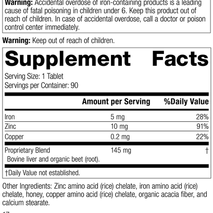 Zinc Complex, formerly known as Chezyn®, 90 Tablets, Rev 16 Supplement Facts