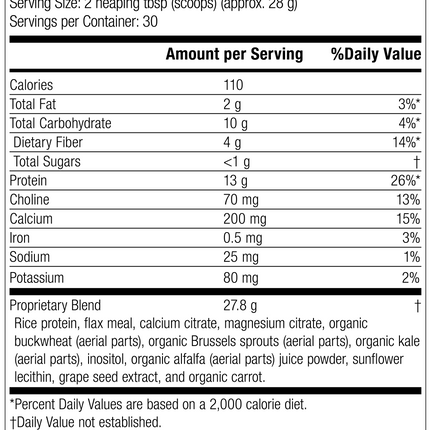 SP Complete® Dairy Free, Rev 14 Supplement Facts