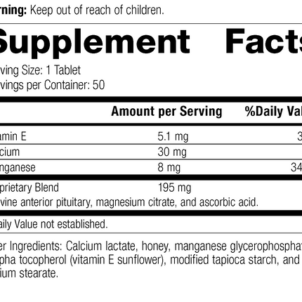 E-Manganese 3925-21 Supplement Facts