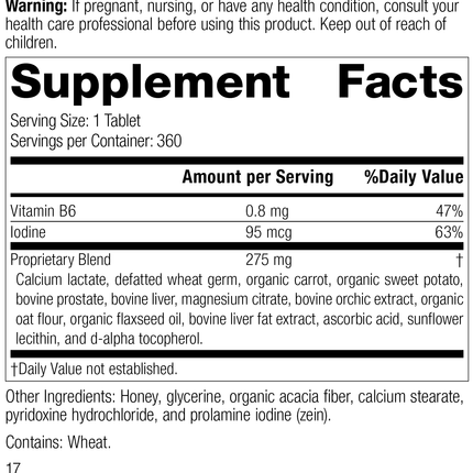 Cataplex® F Tablets, 360 Tablets, Rev 15 Supplement Facts