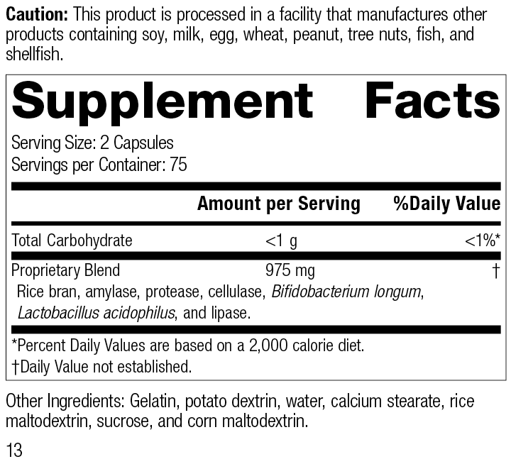 5135 Lact-Enz Rev 13 Supplement Facts