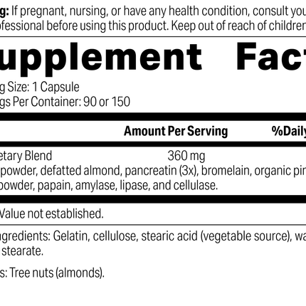 5685 Multizyme R02 Supplement Facts