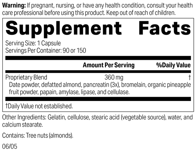 5685 Multizyme R02 Supplement Facts