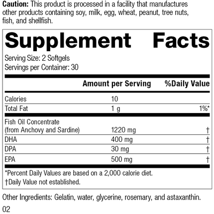 Olprima™ EPA|DHA, 60 Softgels, Rev 02 Supplement Facts
