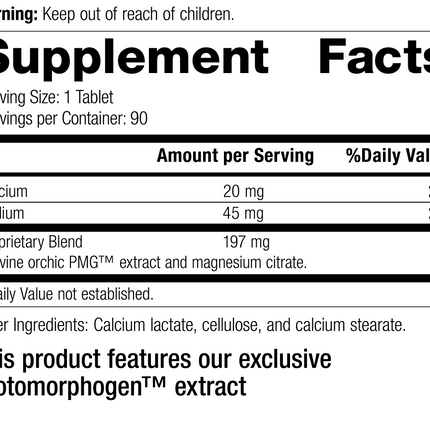 Orchic PMG®, 90 Tablets, Rev 15 Supplement Facts
