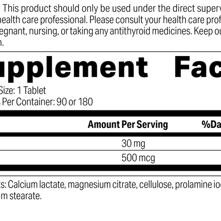 Prolamine Iodine, 180 Tablets, Rev 03 Supplement Facts