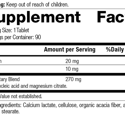 Ribonucleic Acid (RNA), 90 Tablets, Rev 19 Supplement Facts