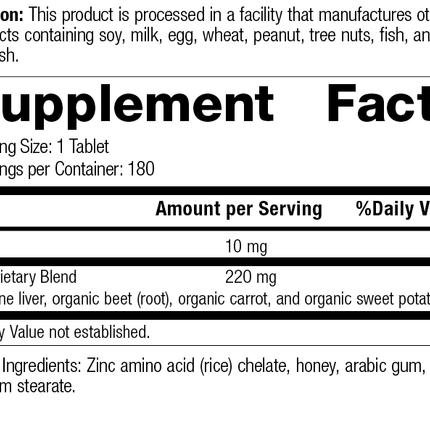 Zinc Chelate™, 180 Tablets, Rev 02 Supplement Facts