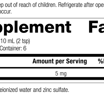 8360 Zinc Test R08 Supplement Facts