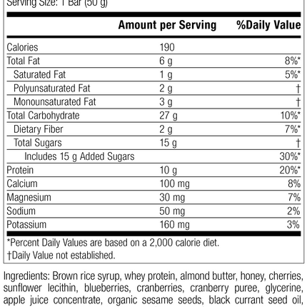 StandardBar®-Berry, Rev 12 Supplement Facts