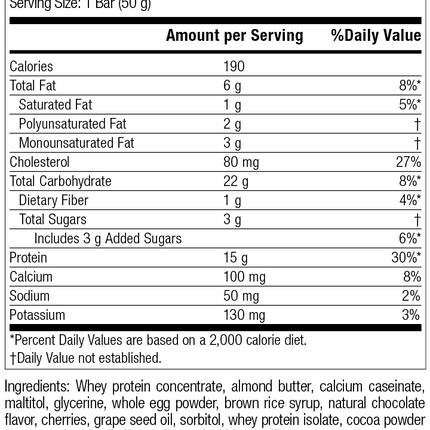 StandardBar®-Cocoa Cherry, Rev 07 Supplement Facts