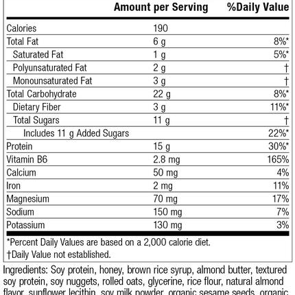 StandardBar®-Soy Almond Crunch, Rev 08 Supplement Facts