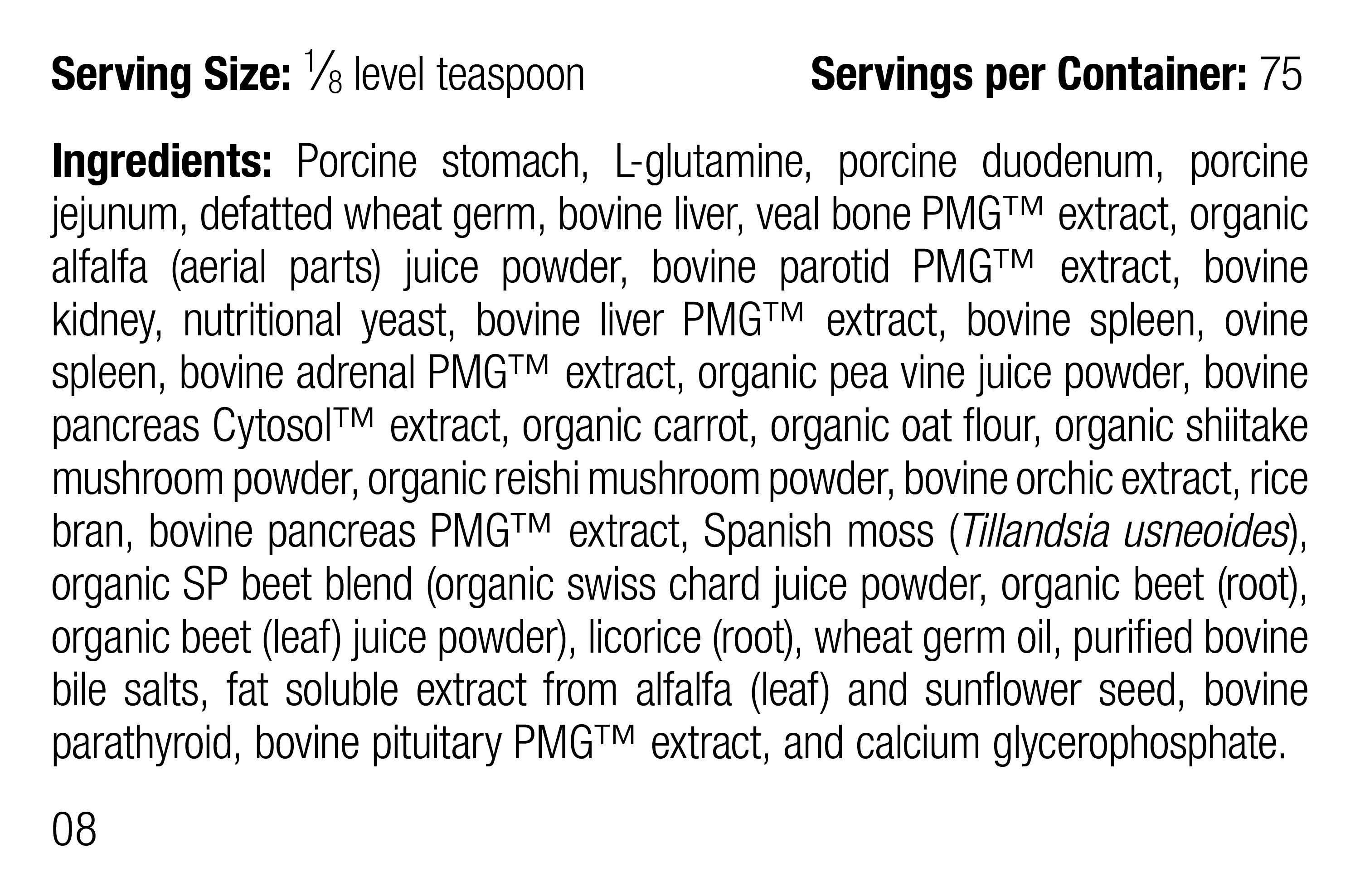 Canine Enteric Support, 30 g, Rev 08 Supplement Facts