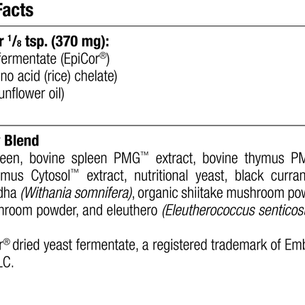 A1660 Canine Immune System Support, 110 g, Rev 01 Supplement Facts