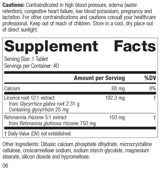 Adrenal Complex, 120 Tablets, Rev 05 Supplement Facts