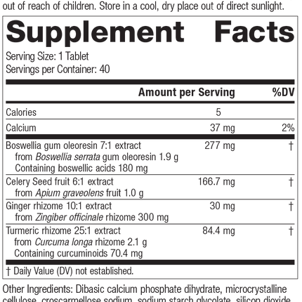 Boswellia Complex, 40 Tablets, Rev 04 Supplement Facts