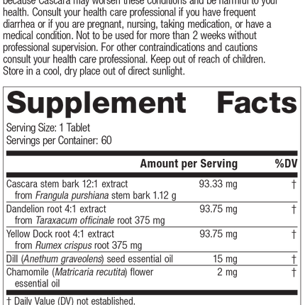 Colax, 60 Tablets Rev 01 Supplement Facts