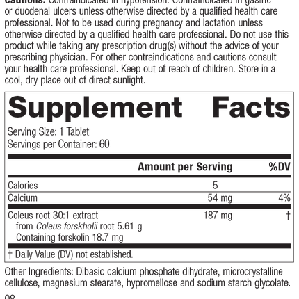 Coleus Forte, 60 Tablets, Rev 07 Supplement Facts