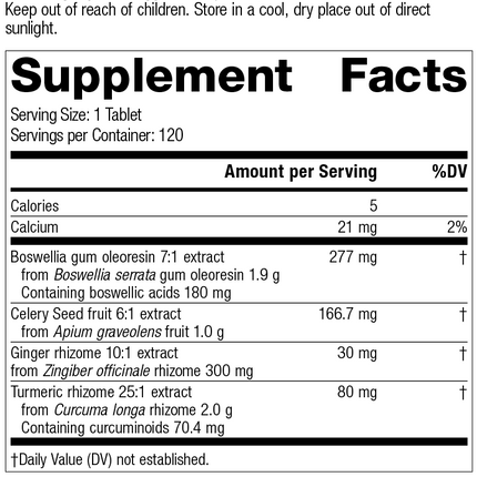Boswellia Complex, 120 Tablets, Rev 04 Supplement Facts