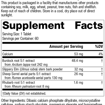 Burdock Complex, Rev 05 Supplement Facts