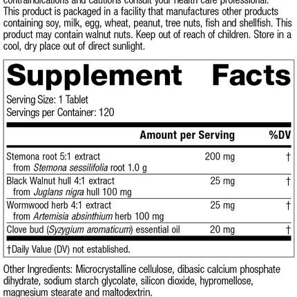 Wormwood Complex, 120 Tablets, Rev 09 Supplement Facts