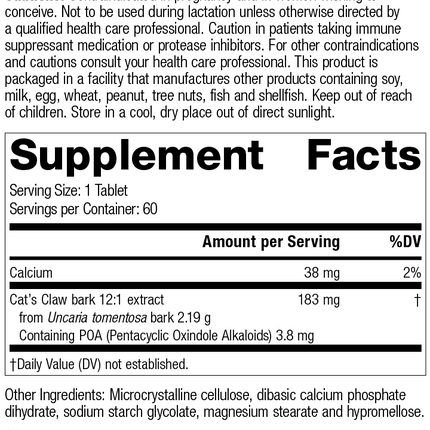 M1680 Cats Claw Forte, Rev 02 Supplement Facts