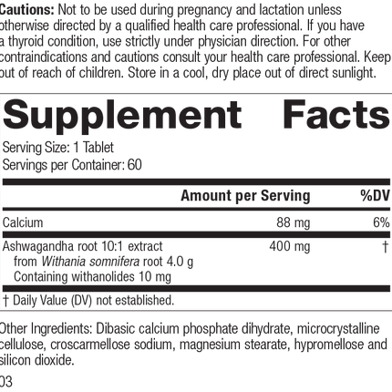 Ashwagandha Forte, Rev 01 Supplement Facts
