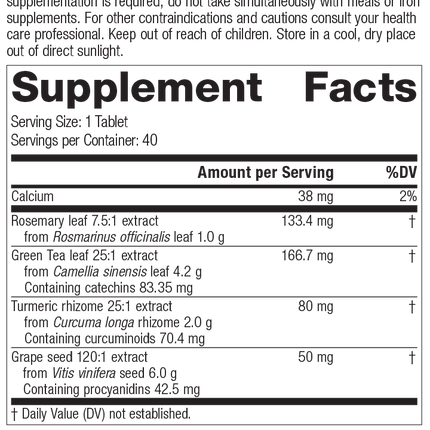 Vitanox®, 40 Tablets, Rev 06 Supplement Facts